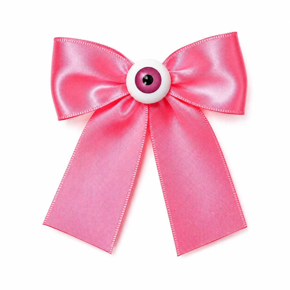 Bow Eyeball Clip – 1.5” Ribbon - Electric Bubblegum